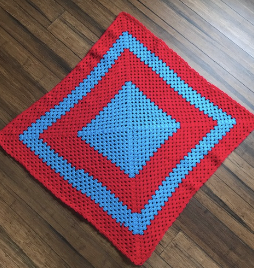 Blue & red granny square