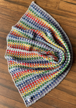 Rainbow Blanket with Grey trim