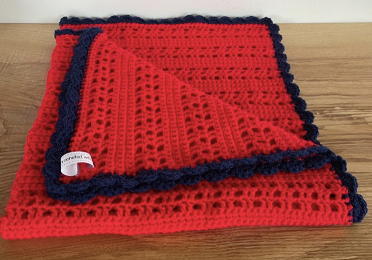 Blanket Red with Navy shell border