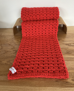 Blanket Rose Orange in block stitch