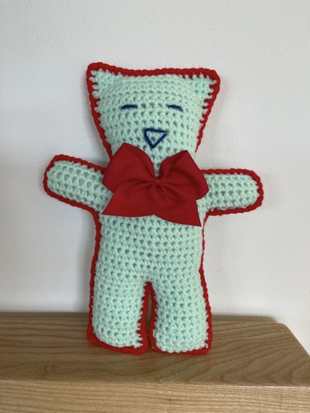 Mint Green Teddy with Red Bow